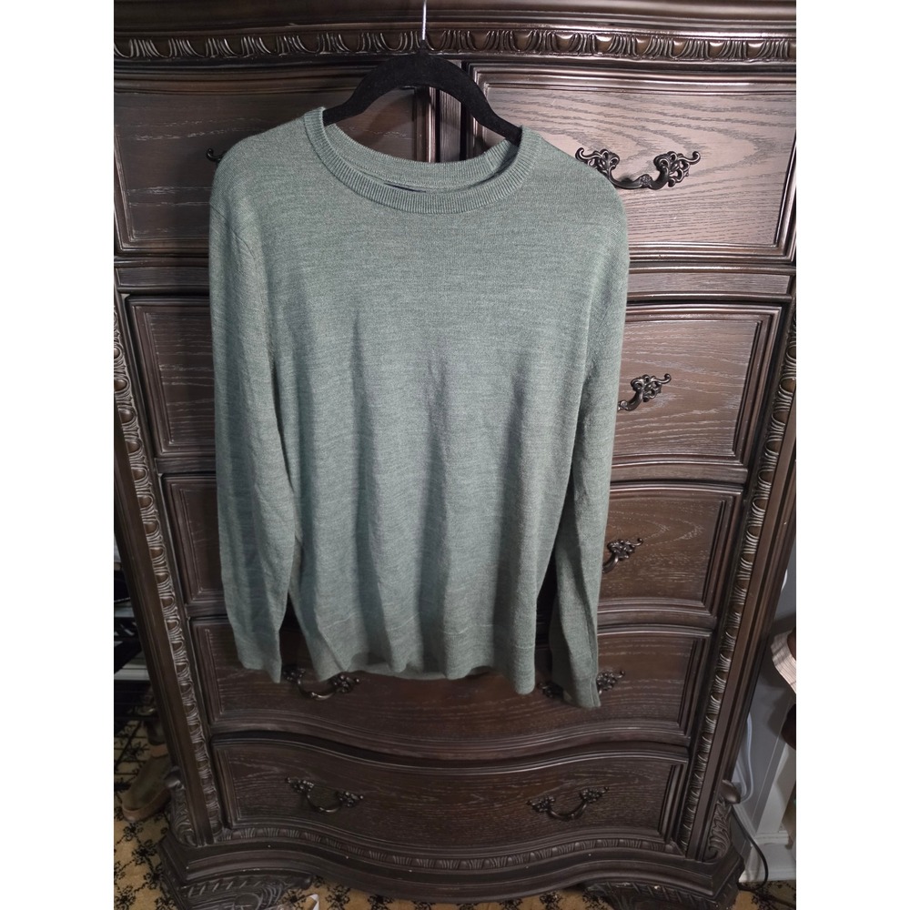 J.Crew Mens Merino Wool Blend Crewneck Sweater Sage Green Heather Size M